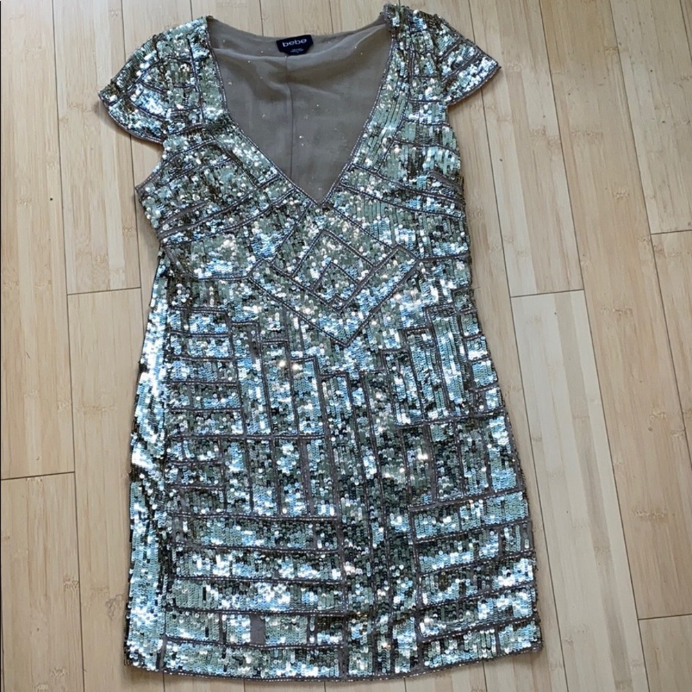 Gold Bebe Sequin Dress
